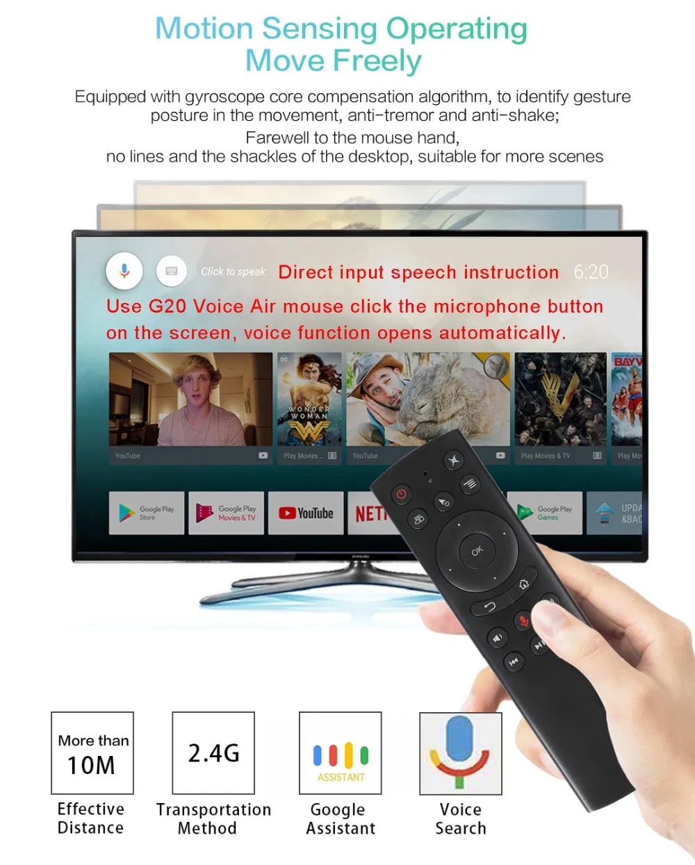 2.4G Air Mouse Keyboard Gyro Voice Universal Remote Control G20s
