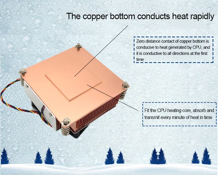 2011 1155 1151 1156 Desktop Computer CPU Radiator Temperature Control Fan Multi Platform Pure Copper Tube Air Cooling