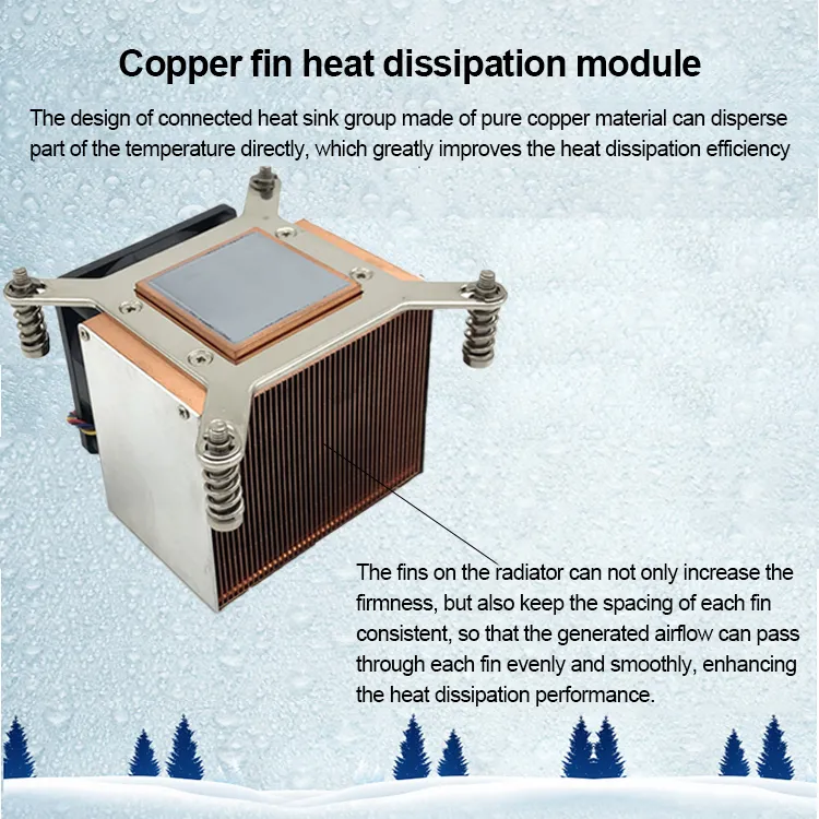 2011 1155 1151 Radiator Active Desktop Computer CPU Radiator CPU Fan Pure Copper Bottom Mute