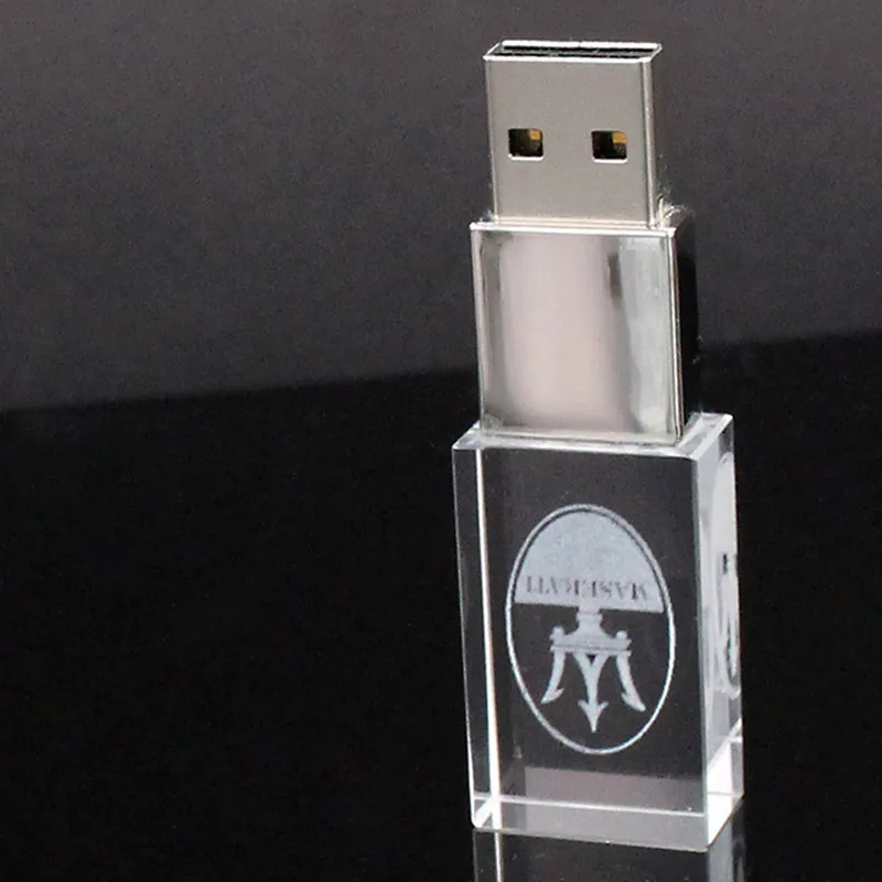 4GB 8GB 16GB 32GB 64GB Custom Imprinted 3D Colorful Engrave Logo USB Driver LED Crystal USB Flash Drive/USB Pen Drive