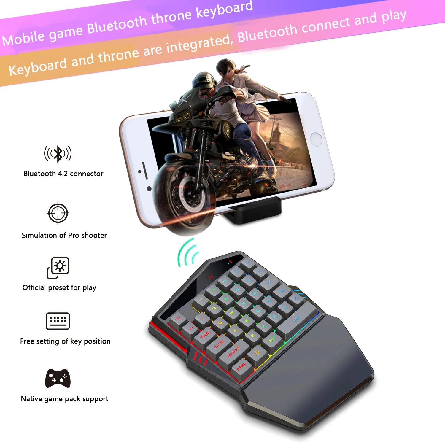 Amazon Hot Selling Mini One Handed Mechanical Gaming Keyboard RGB Gamer Keypad