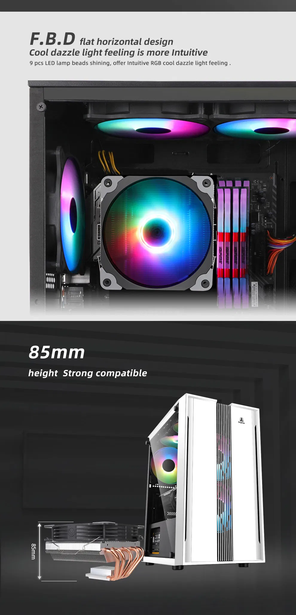 Argb CPU Cooler Am4 CPU Cooler 5V Addressable RGB Cooler 4 Heatpipes CPU Air Cooler 120mm PWM Fan, Intel/AMD