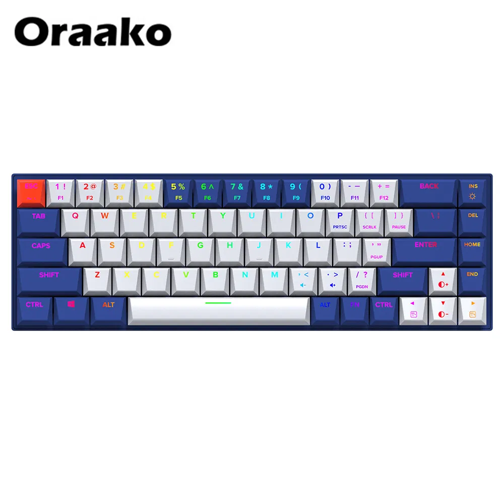 Backlit Gaming Keyboard 68 Wired Mechanical Keyboard Gaming Full Key Conflict Free Hot Plug Shaft Gaming Small Keyboard