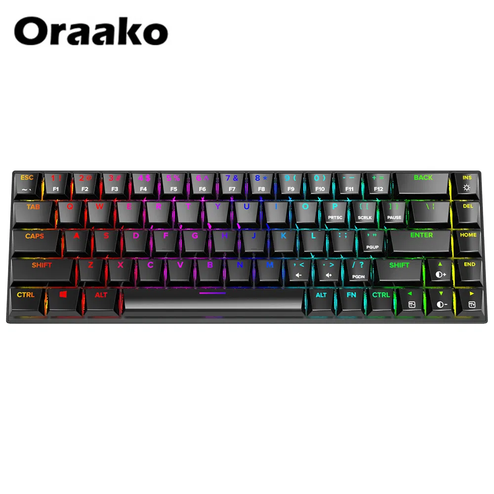 Backlit Gaming Keyboard 68 Wired Mechanical Keyboard Gaming Full Key Conflict Free Hot Plug Shaft Gaming Small Keyboard