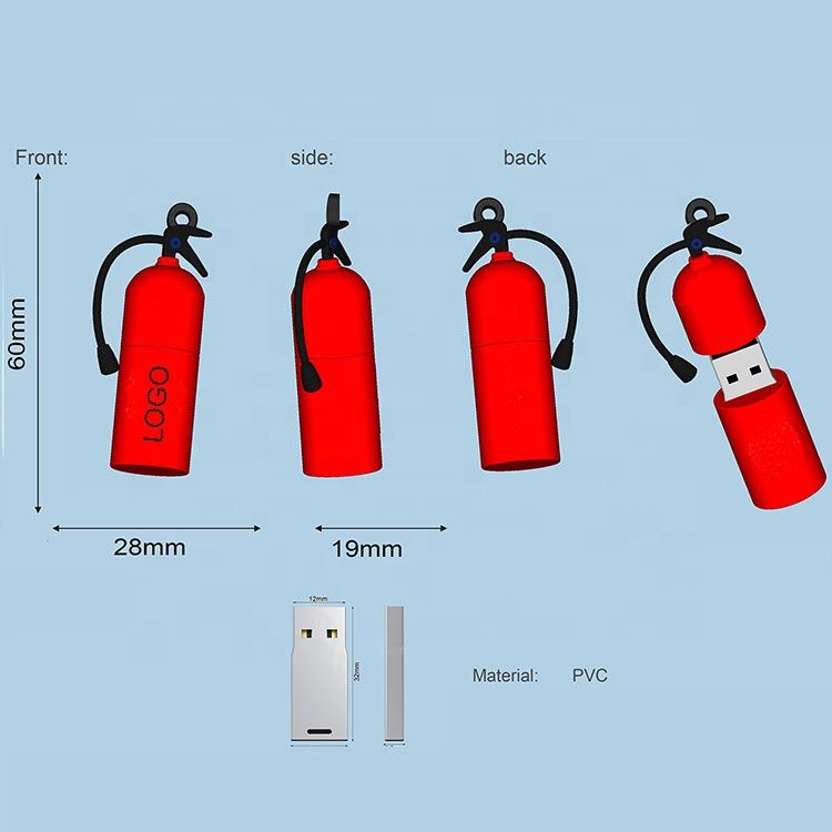 Custom Logo PVC USB Pen Drive Fire Extinguisher USB Flash Drives PVC U Disk