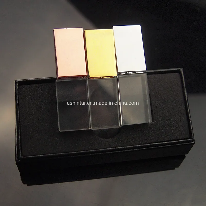 Customed LED Light USB Pen Drive Rose Gold Crystal USB Flash Drive