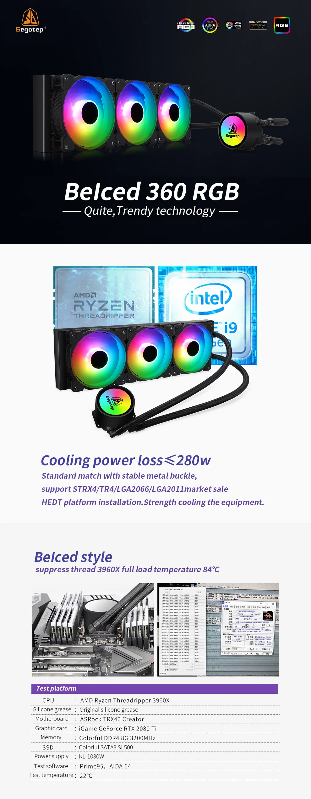 Dual Chamber Pump, 5V 3-Pin RGB, AMD Am4/Intel LGA 1200/1151, Addressable RGB CPU Liquid Cooler
