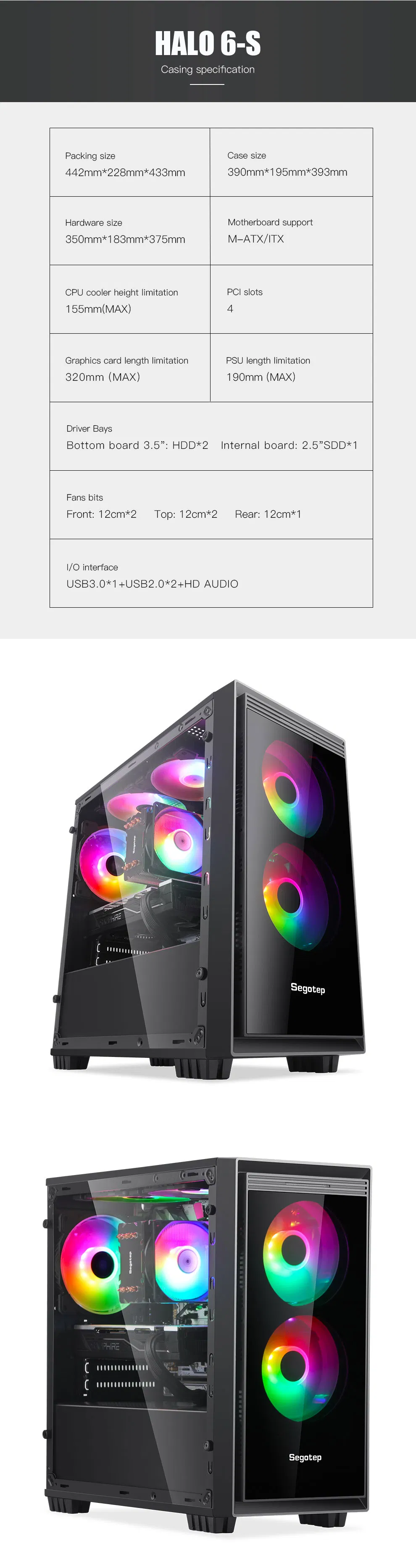 Export-Turkmenistan-Czech Republic-Uzbekistan-Segotep-OEM-Acrylics Side Window-ATX Motherboard -Gaming-Top Airflow--Computer-PC-Casing-Case Factory