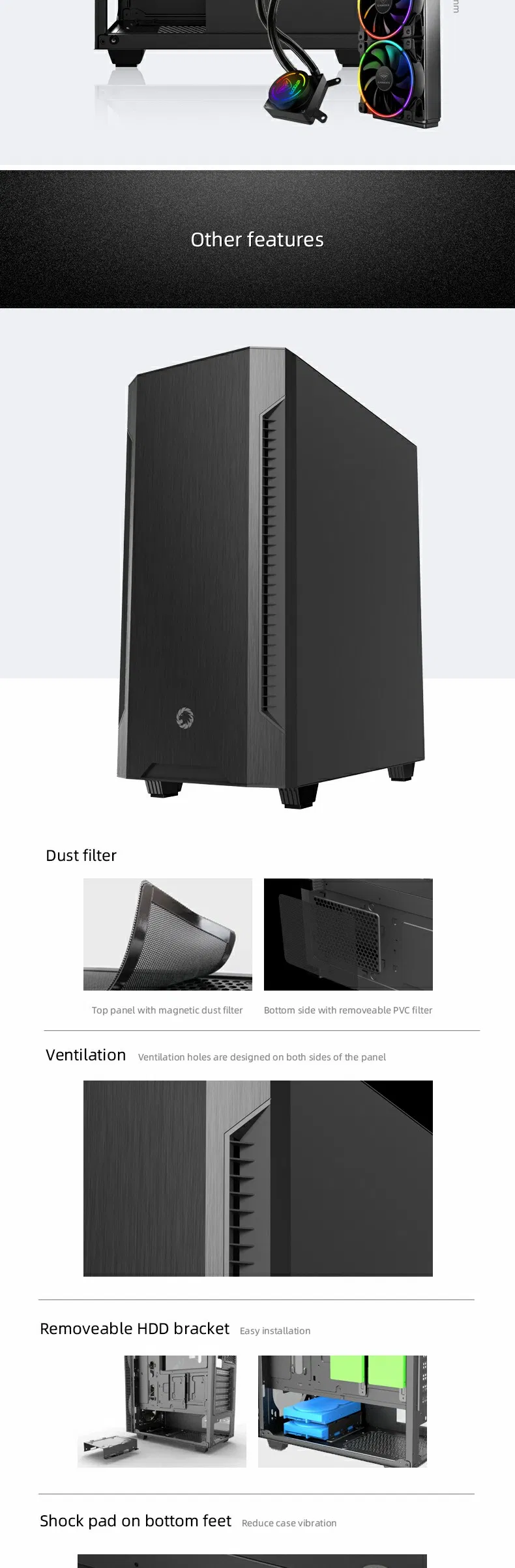 Gamemax Silent Computer Case, Simple Design with Cooling Maximum, PC Gabinete Case