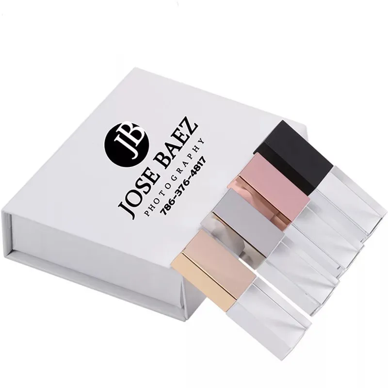 High Quality Custom 3D Logo Rose Gold Crystal USB Flash Memory USB Drive 32GB 64GB