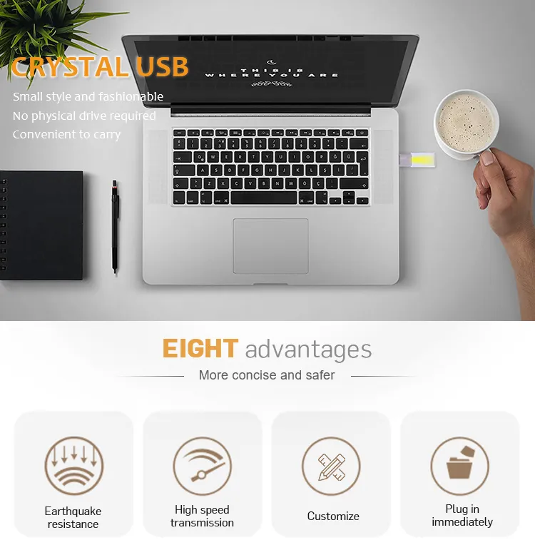 High Quality Wooden Luxury USB Flash Drive Crystal USB (ED004)