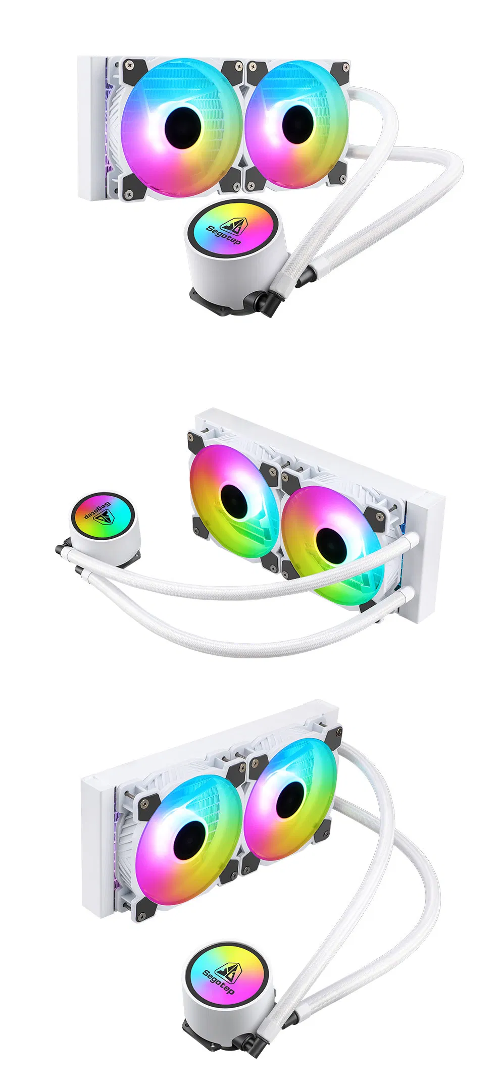 Intel 1200, 1150, 1151, 1155, 1156, 1366, 2011, 2066AMD Am4, Am3, Am2, Strx4, Str4 Beiced 240argb-White Edition CPU Liquid Cooler