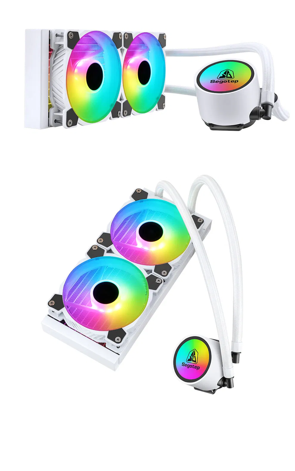 Intel 1200, 1150, 1151, 1155, 1156, 1366, 2011, 2066AMD Am4, Am3, Am2, Strx4, Str4 Beiced 240argb-White Edition CPU Liquid Cooler