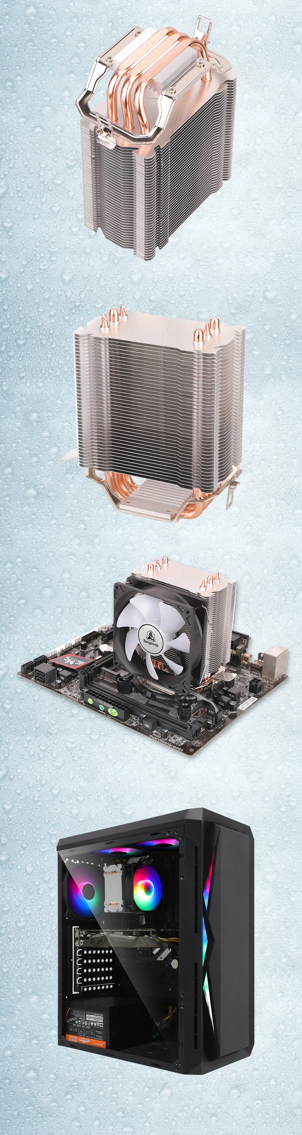 Intel Series CPU Cooler Intel LGA775/1155/1156 and AMD With3, 4, 5 Heat Pipe CPU Cooler