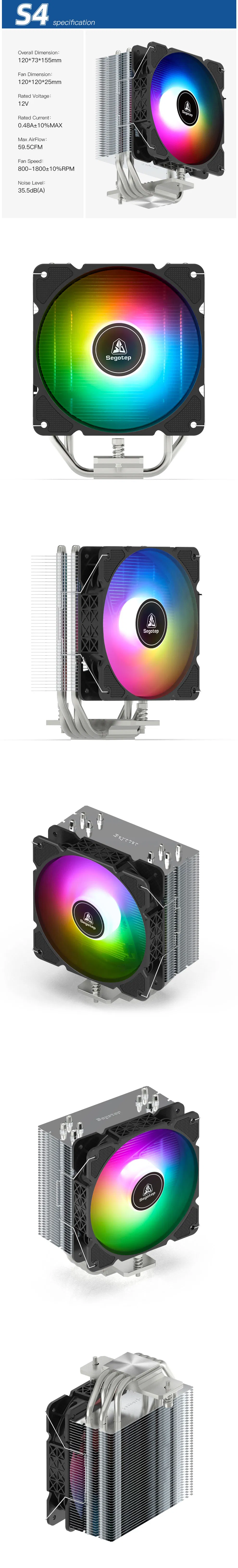 July-Segotep-to-Turkey-Brazil-Ghana-Fiji-Copper Base -4 Heat Pipes- Air Cooled Aghp-CPU Radiator-Cooler