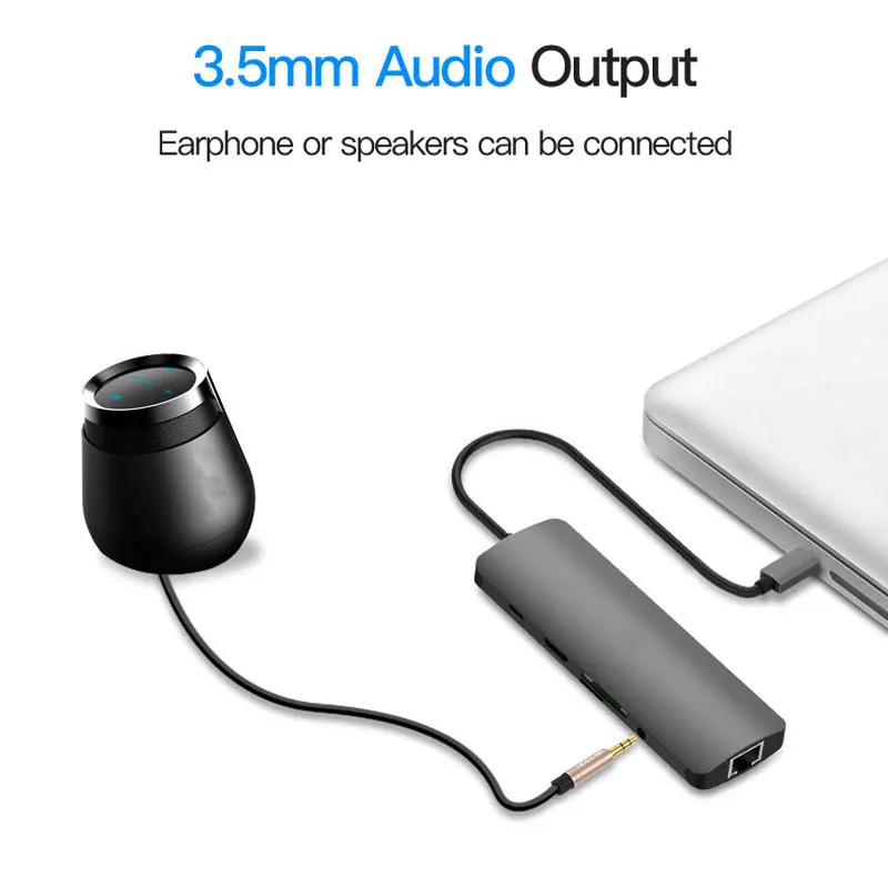 Lanetop USB 3.1 Type-C Hub to Adapter 4K Thunderbolt 3 USB C Hub with Hub 3.0 TF SD Reader Slot Pd for MacBook PRO/Air 2018