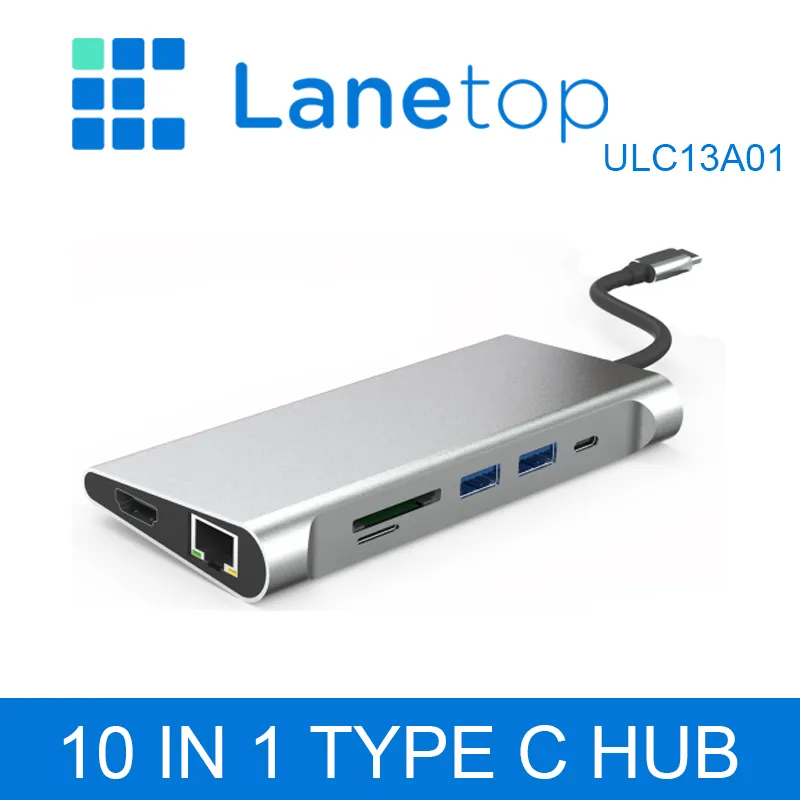 Lanetop USB C Hub Type C to Multi USB 3.0 Hub Adapter Dock for MacBook PRO Huawei Mate 30 USB-C 3.1 Splitter Port Type C Hub