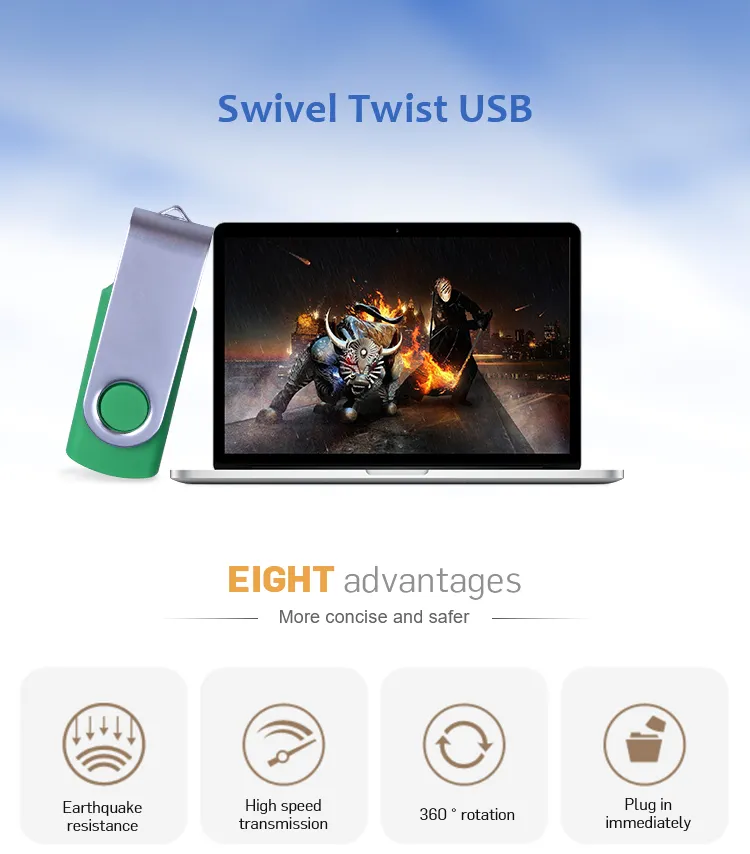 Promotional Metal Swivel USB Flash Drive with Customized Logo