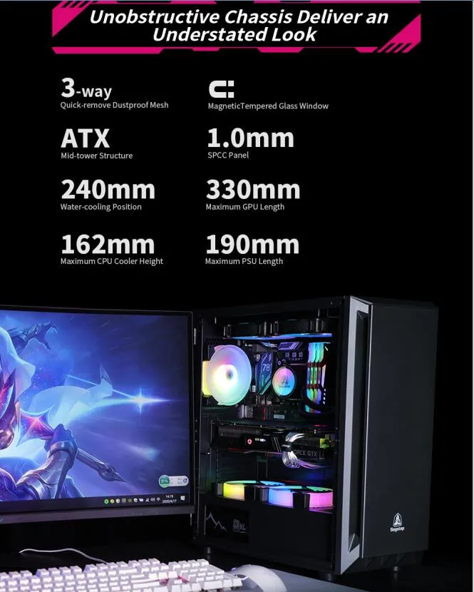 Segotep ATX PC Case Gaming Case ATX Computer Case