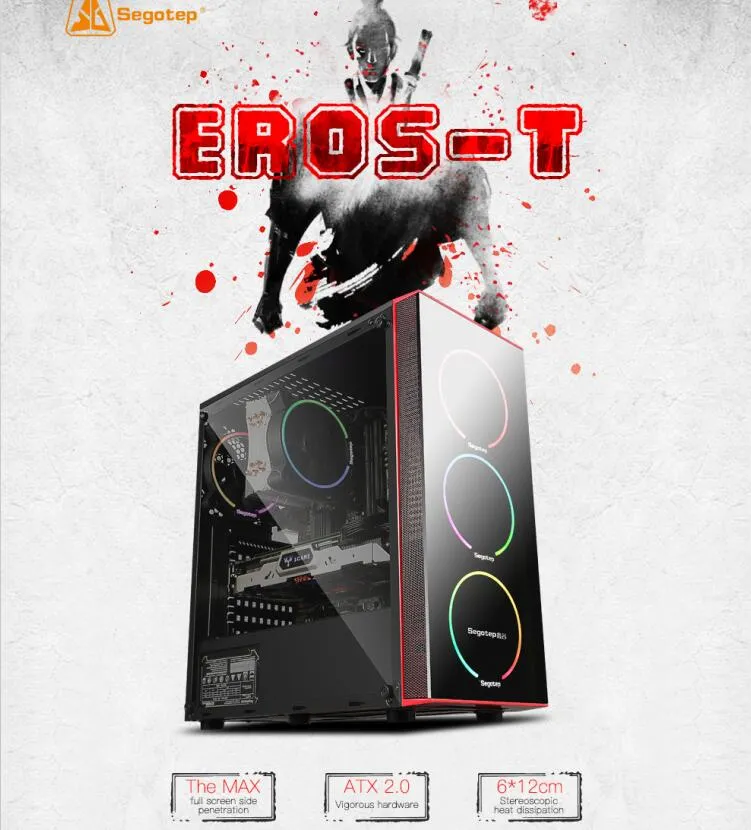 Segotep Define Black Brushed Steel ATX Tempered Glass Window Computer Case