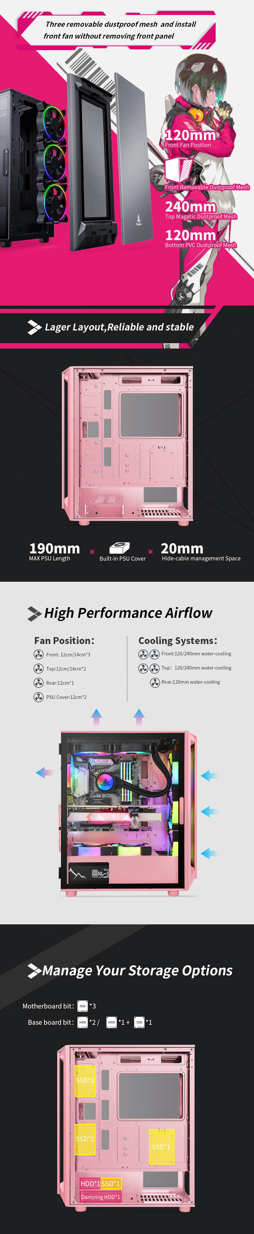 Segotep-Factory -OEM-ATX -Temper Glass Side-Easy to Assemble Front Panel-Gaming PC Computer Cases
