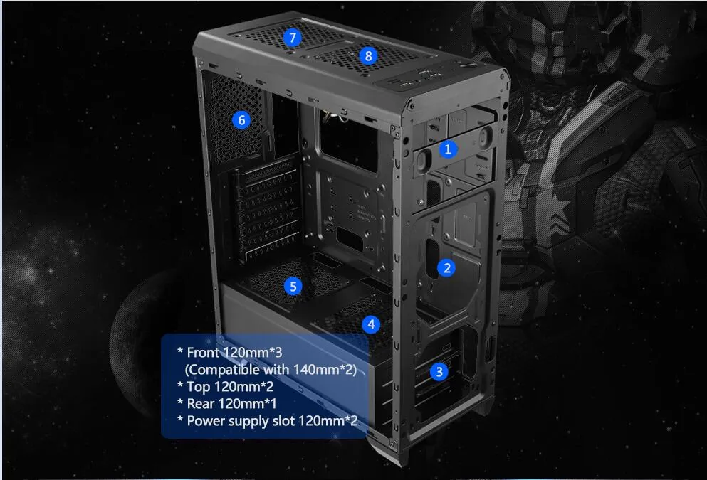 Segotep Halo Acrylic Panel Black and White ATX PC Gaming Case