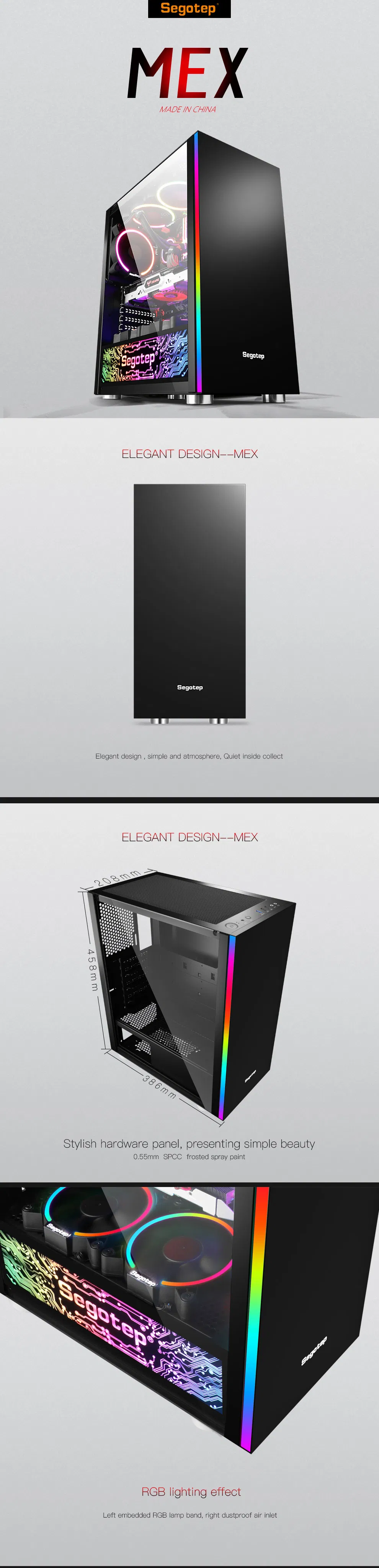 Segotep MID Tower Tempered Glass ATX Computer Gaming Case