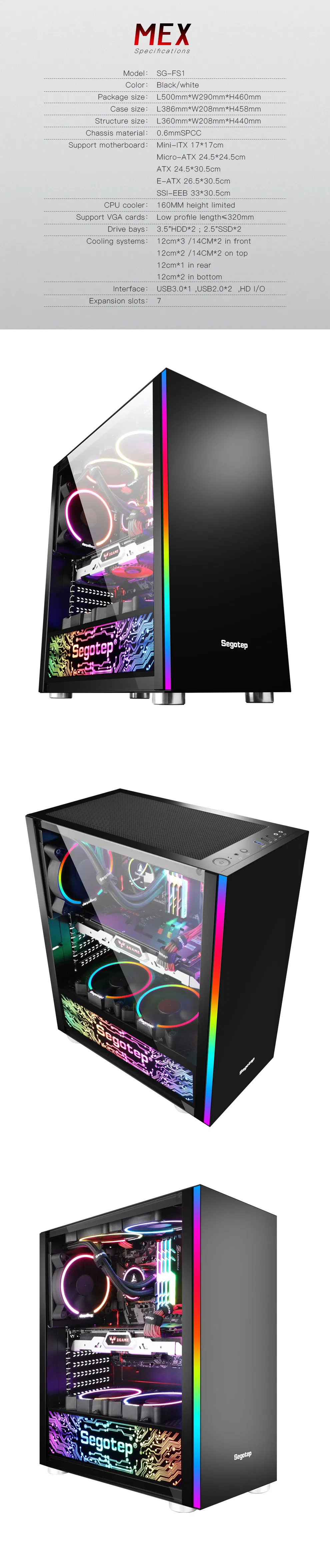 Segotep MID Tower Tempered Glass ATX Computer Gaming Case