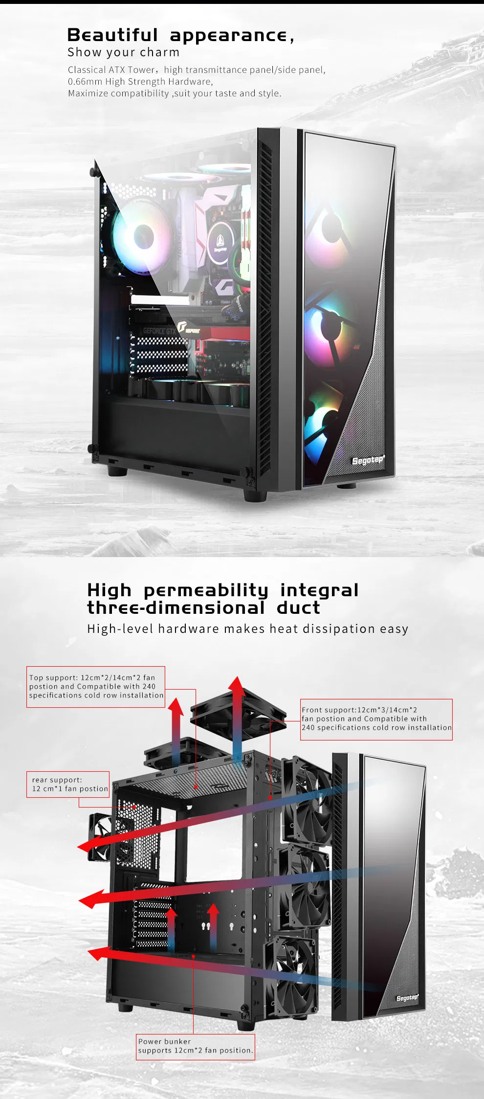 Segotep Prime XL Back Side Cable Mangement ATX Computer Case