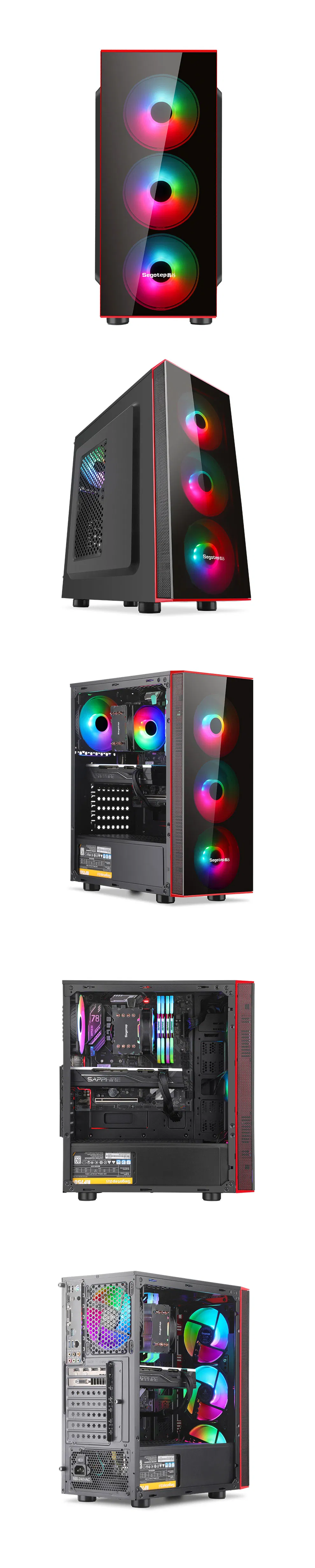 Segotep Ray Plus Black Red ATX Big Motherboard/ Big Power Supply Covering Computer Case