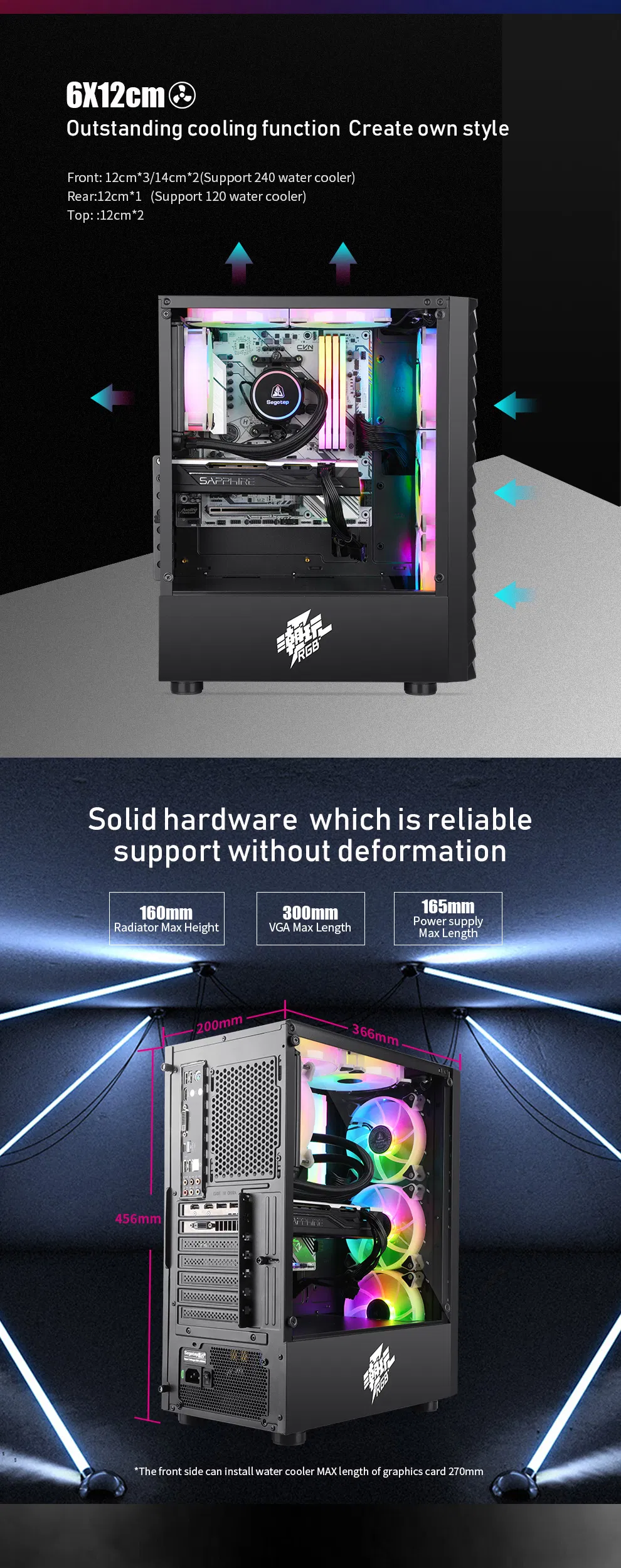 Segotep Semi Exposed Front Design RGB Fan Acrylic Side Penetration Computer Case