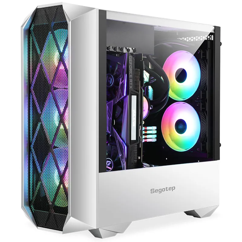 Segotep Sudan, Egypt, Libya, Tunisia Airflow Tempered Glass MID-Tower ATX PC Case, High-Airflow Front Computer Casing