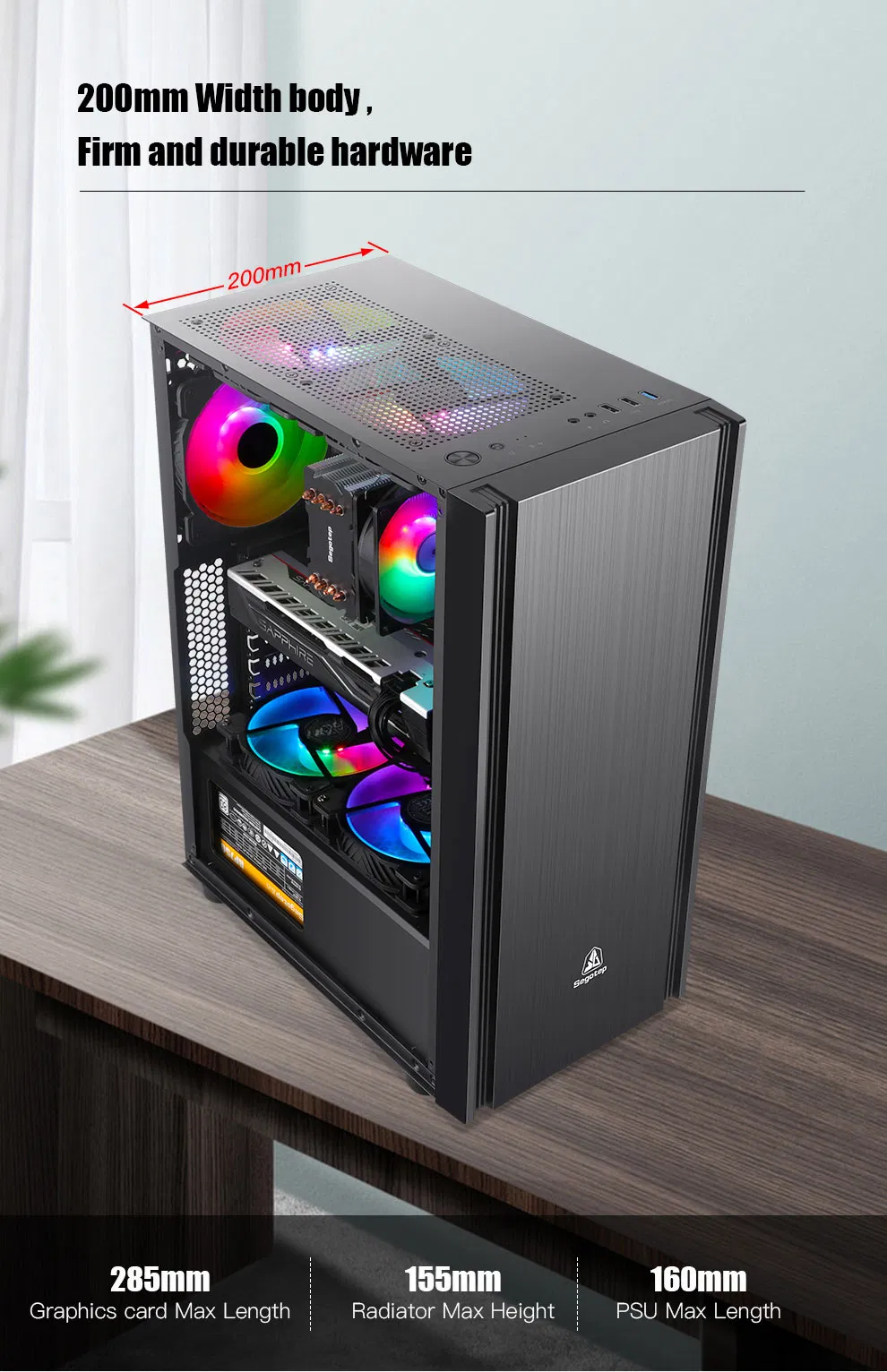 Segotep Synrad3 OEM ODM ATX Black Business Style Gaming Desktop PC Computer Casing/Cases Factory Shipment