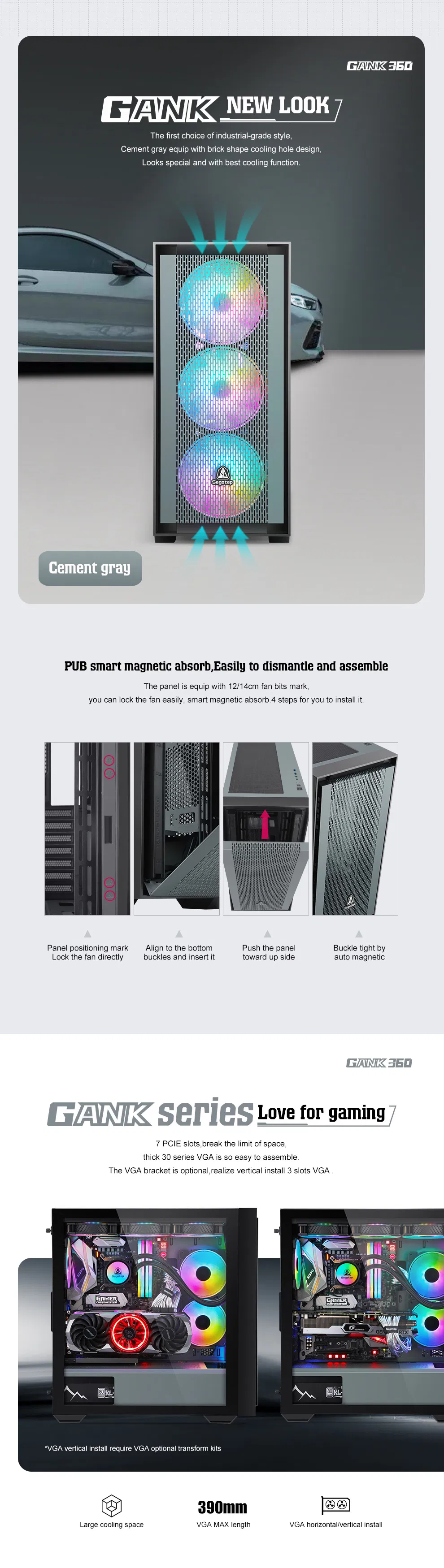 Segotep Wholesale Tempered-Glass Full View Side Panel DIY Desktop Computer Cases