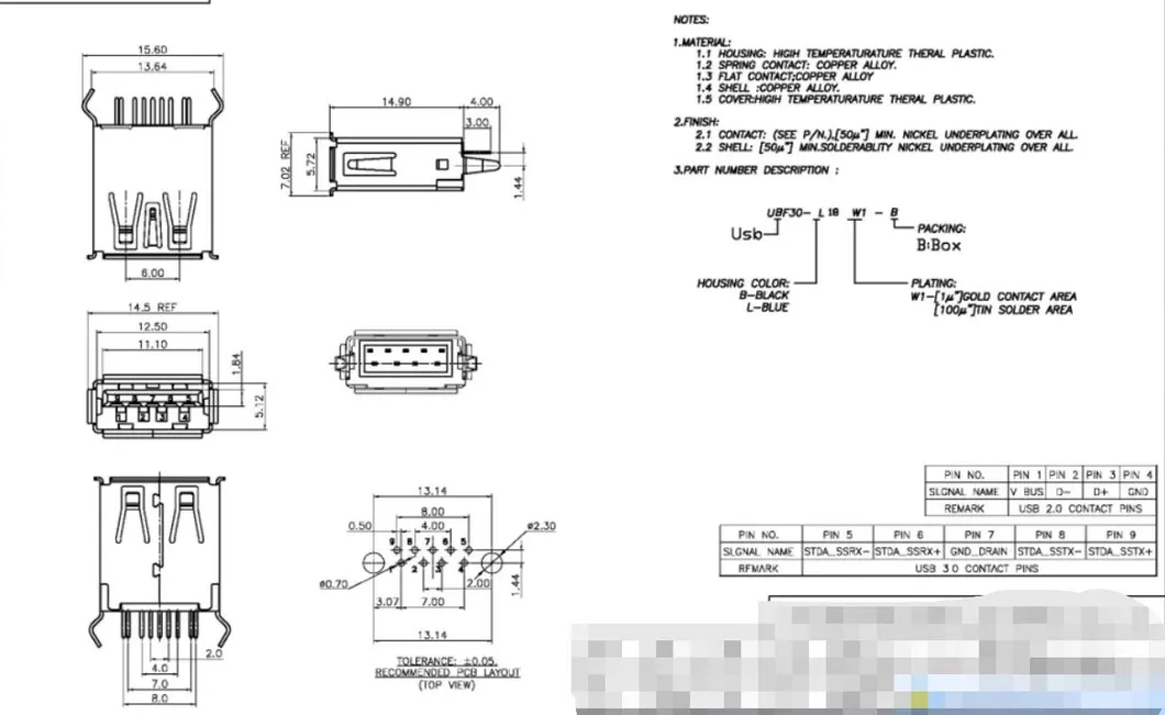 USB Connector Female USB Connector (USB-AF02W) in Stock