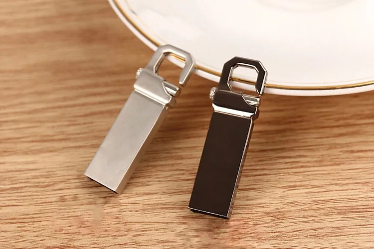 Waterproof Metal U Disk Stainless Steel USB Flash Drive with Hook Pen Drive 4G 8GB 16gig 32 GB Thumb Pendrive Memory Stick