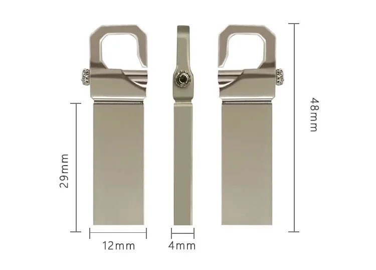 Waterproof Metal U Disk Stainless Steel USB Flash Drive with Hook Pen Drive 4G 8GB 16gig 32 GB Thumb Pendrive Memory Stick
