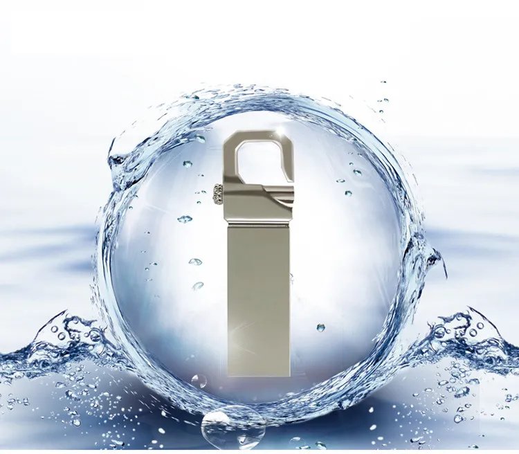 Waterproof Metal U Disk Stainless Steel USB Flash Drive with Hook Pen Drive 4G 8GB 16gig 32 GB Thumb Pendrive Memory Stick