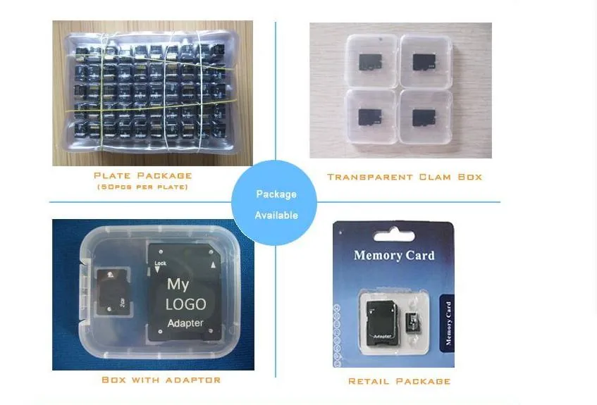 Wholesale Memory Card /Camera SD Cars Full Capacity 1GB 2GB 4GB 8GB 16GB 32GB Class 10 C10 Speed